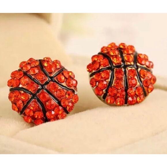 Crystal Basketball earrings - Picture 2 of 2